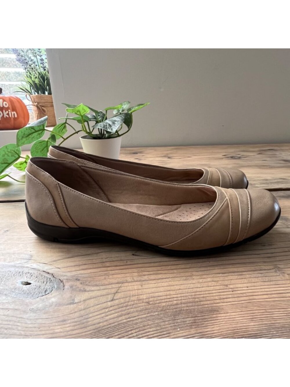 LifeStride Tan Ballet Flats Womens 9 Round Toe Comfort - Picture 2 of 8